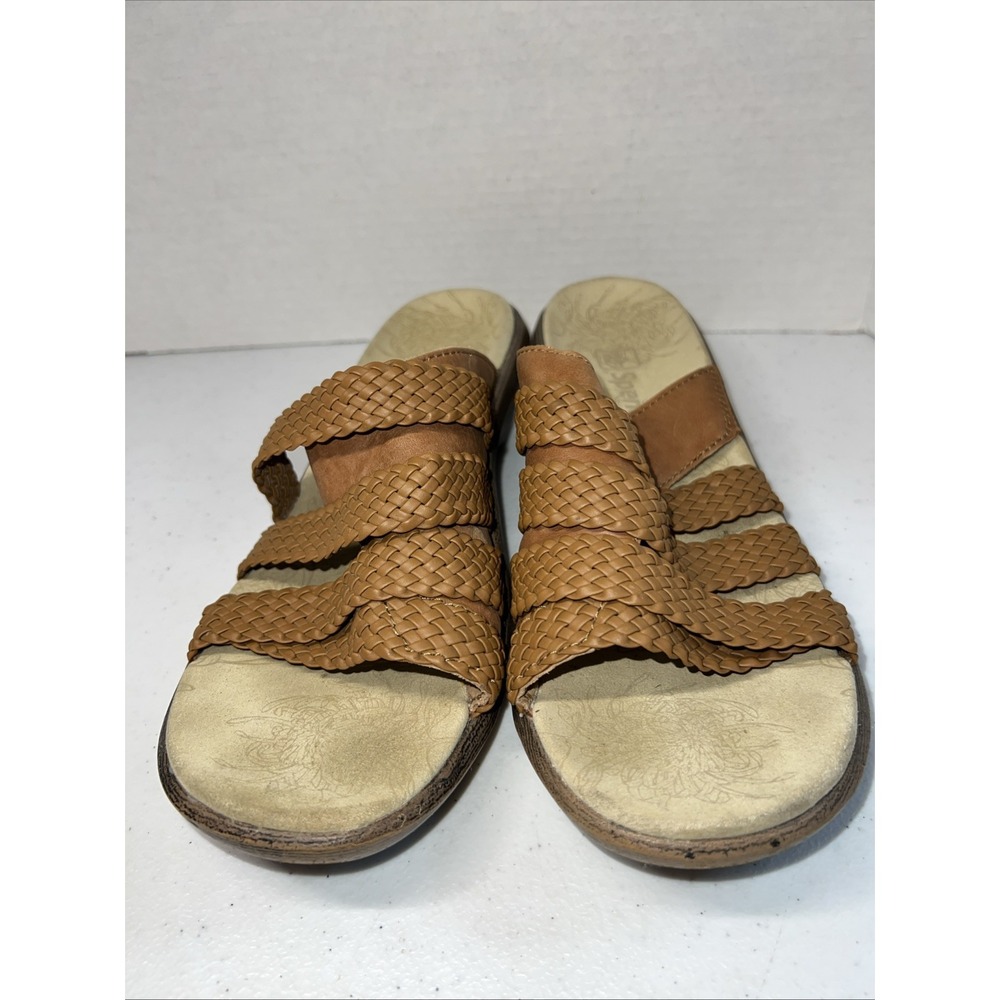 Spenco Women's Leather Brown Slip On Sandal Size 10W Cushioned Support